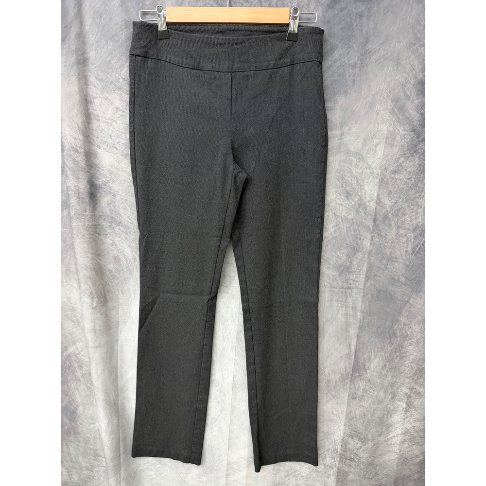 Tribal Audrey Pull On Pants Charcoal Gray Textured Straight Leg 8520T-7021 8